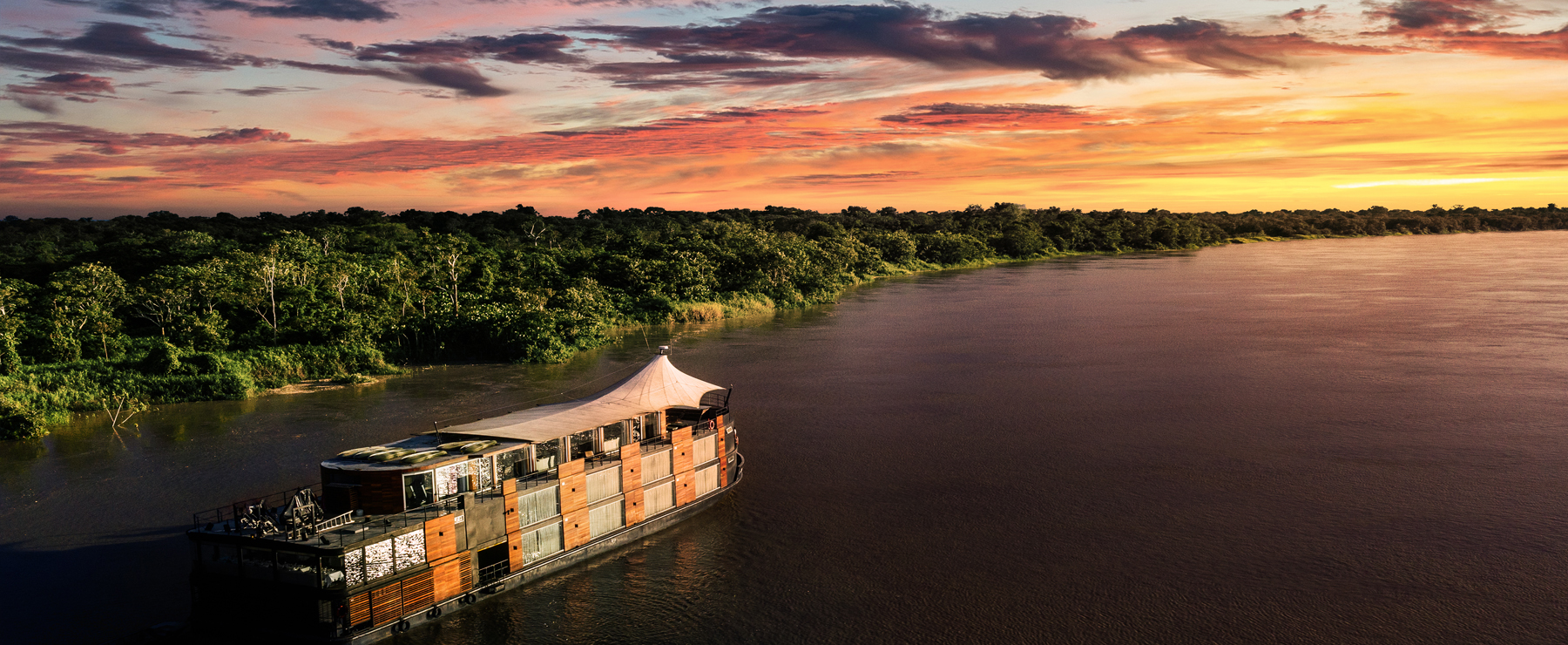 6 MV Aria facing Sunset with Aqua Expeditions- Amazon River - Atelier South America
